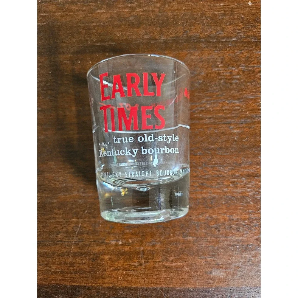 Early Times Shot Glass Unisex 2oz Clear Vintage Kentucky Bourbon Barware